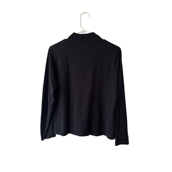 Womens Black Silk & Cotton Turtleneck Sweater Size P/L Fall Layering Piece - Picture 6 of 6